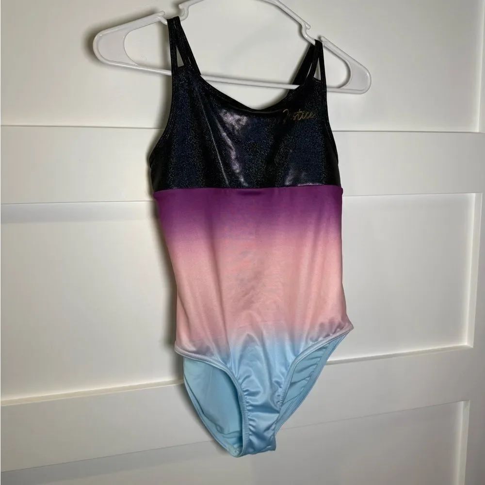 Justice Ombre Leotard Swimsuit withโBlack Glitter Top